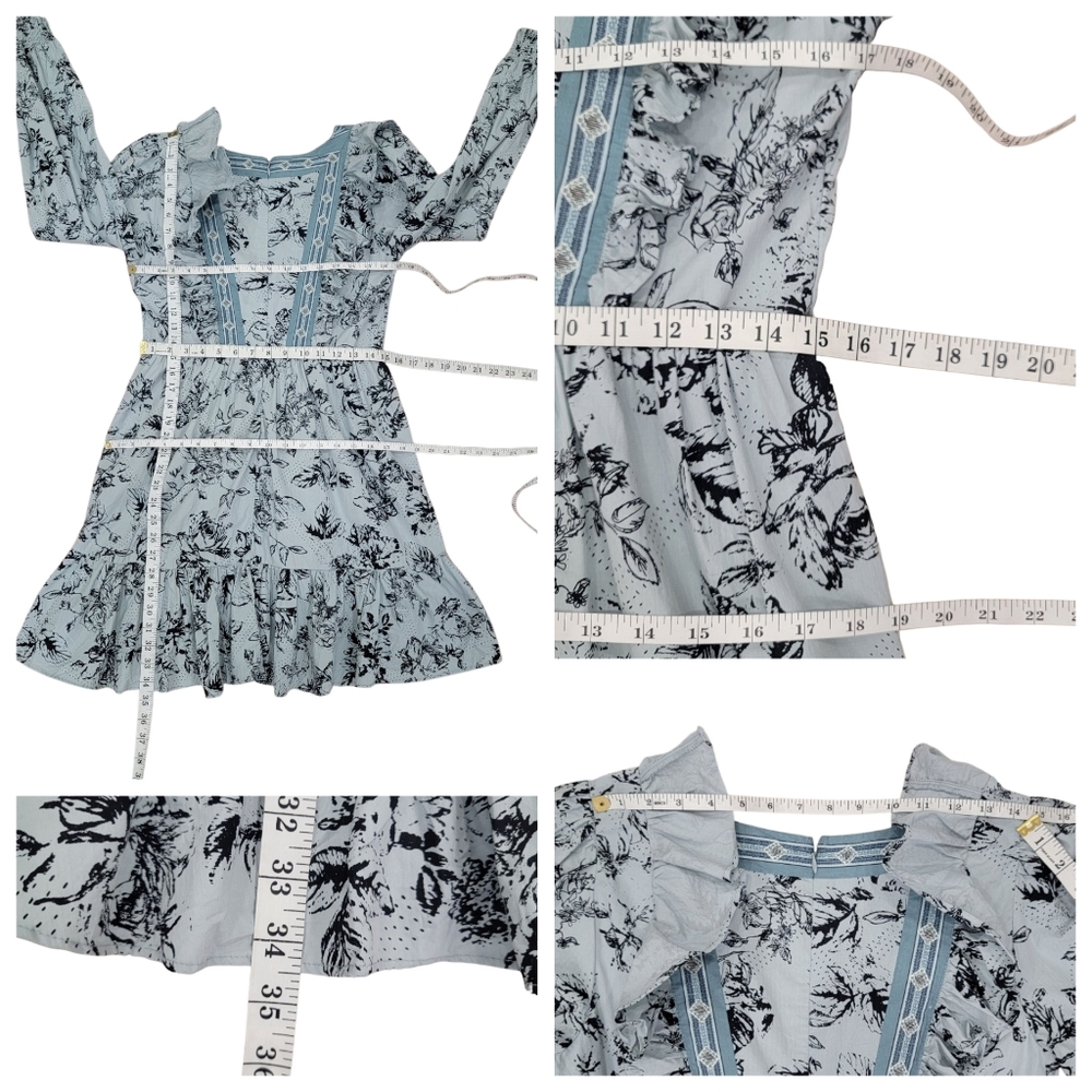 Anthropologie Ruffle Wrap Mini Dress Floral Long Sleeve Cottagecore Woma… - Picture 15 of 17